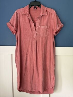 Gap Denim Washed Rose Collared Shirt Dress